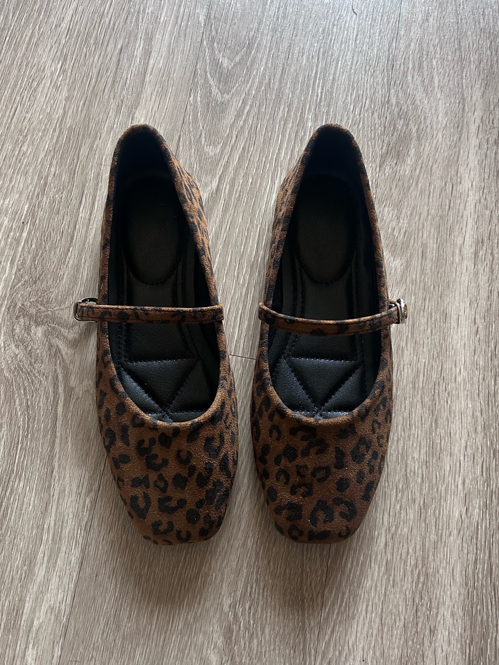 SHEIN Leopard Print Square Toe Mary Jane Ballet Flats - Size CN 40 / US 8